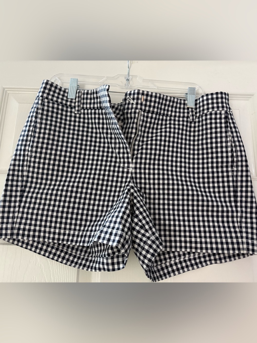 J Crew Women’s dark blue & White Gingham High-Rise Shorts